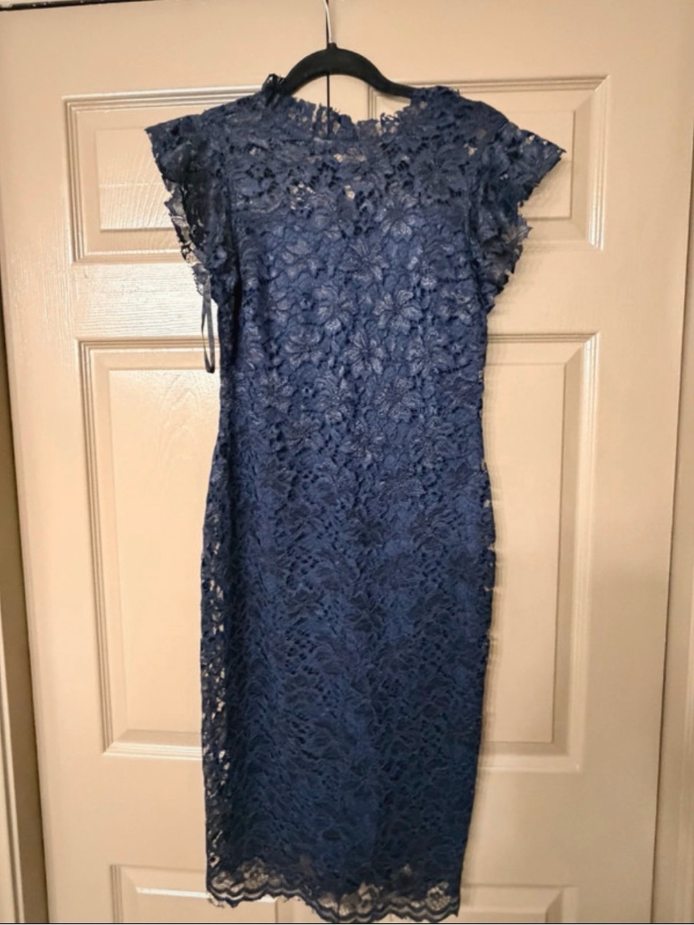 Enfocus Studio Navy Floral Lace Midi Dress